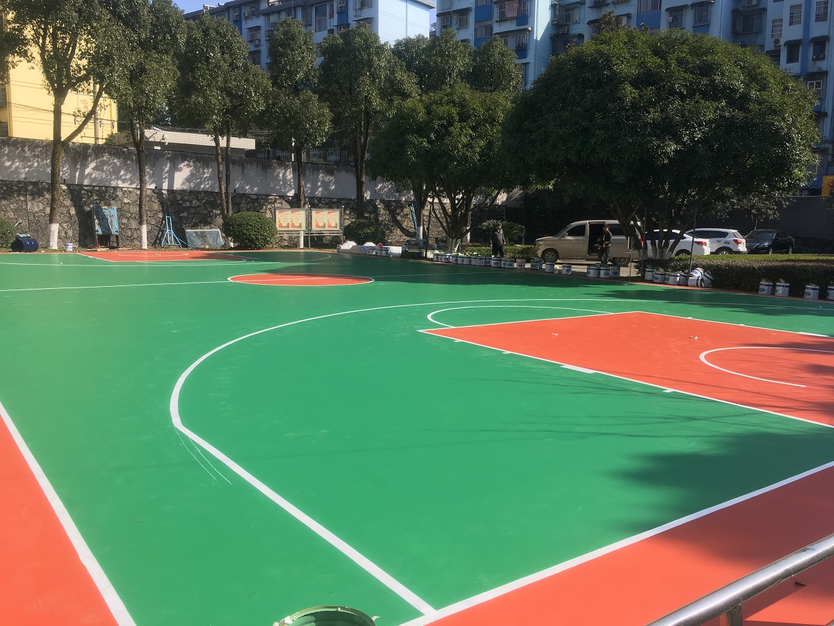 怀化广铁单位硅pu篮球场施工完成